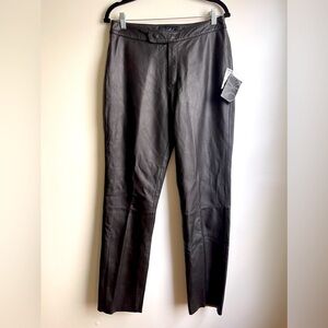 NWT Vintage 90s Excelled Brown Leather Straight Leg Pants 12 30”